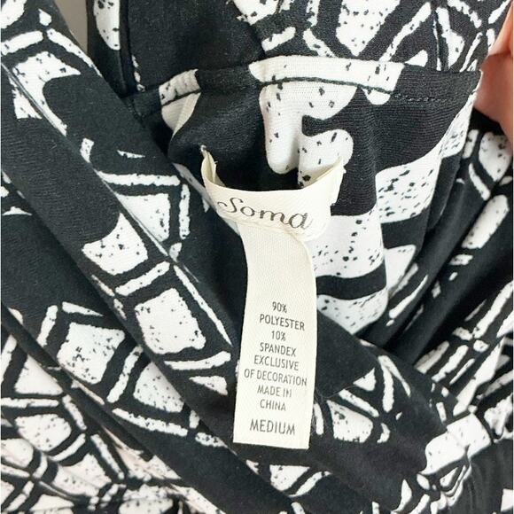 Soma Womens Maxi Dress Grecian Tile Cross Back Black White Medium - Picture 6 of 6